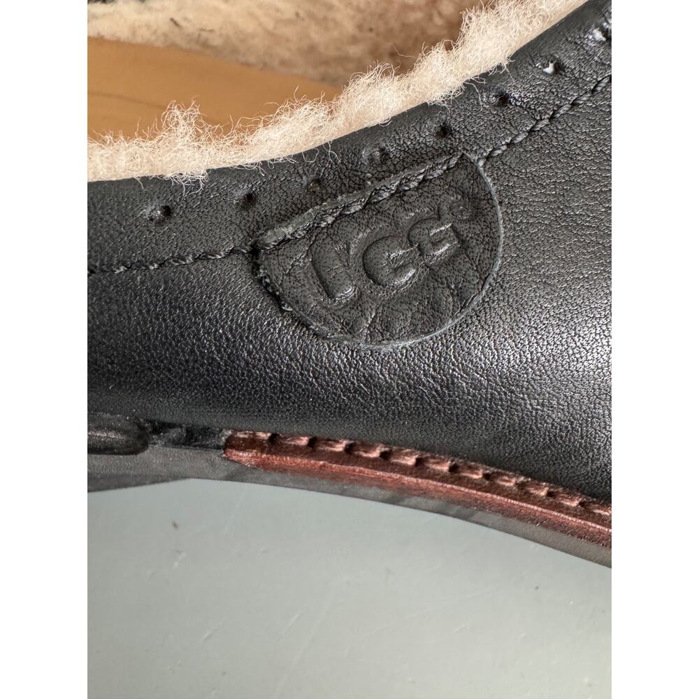 UGG Black Leather Shearling-Lined Clogs - Picture 2 of 8